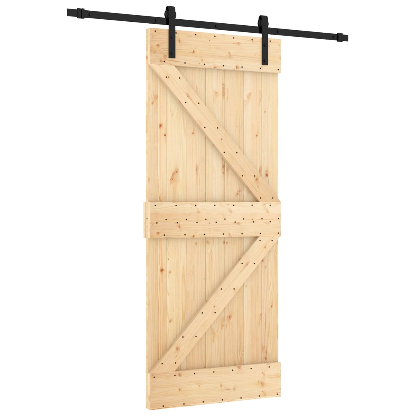 Skyvedør Naturlig og svart 85 x 210 cm Massiv Furu Tre