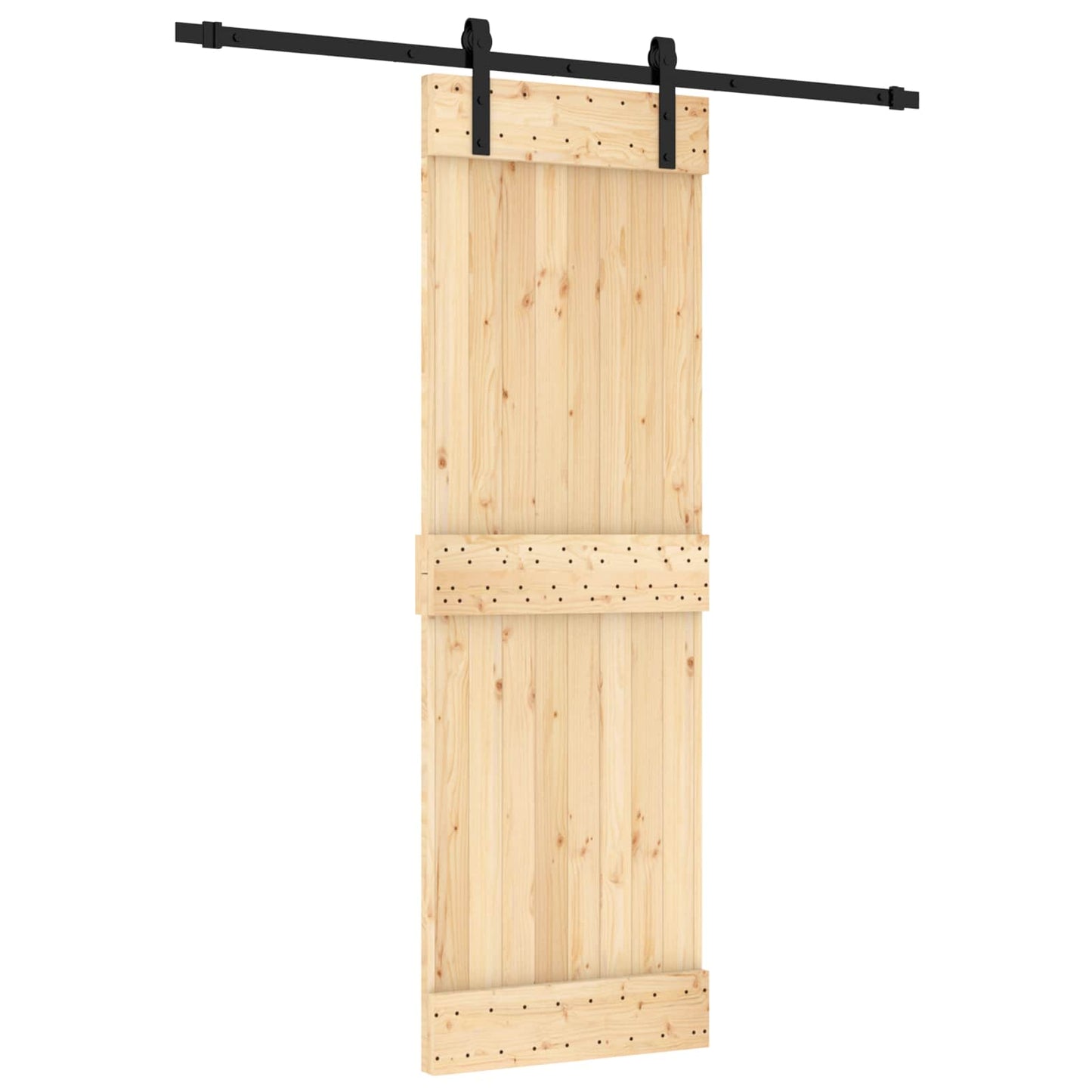 Skyvedør Naturlig og svart 70 x 210 cm Massiv Furu Tre