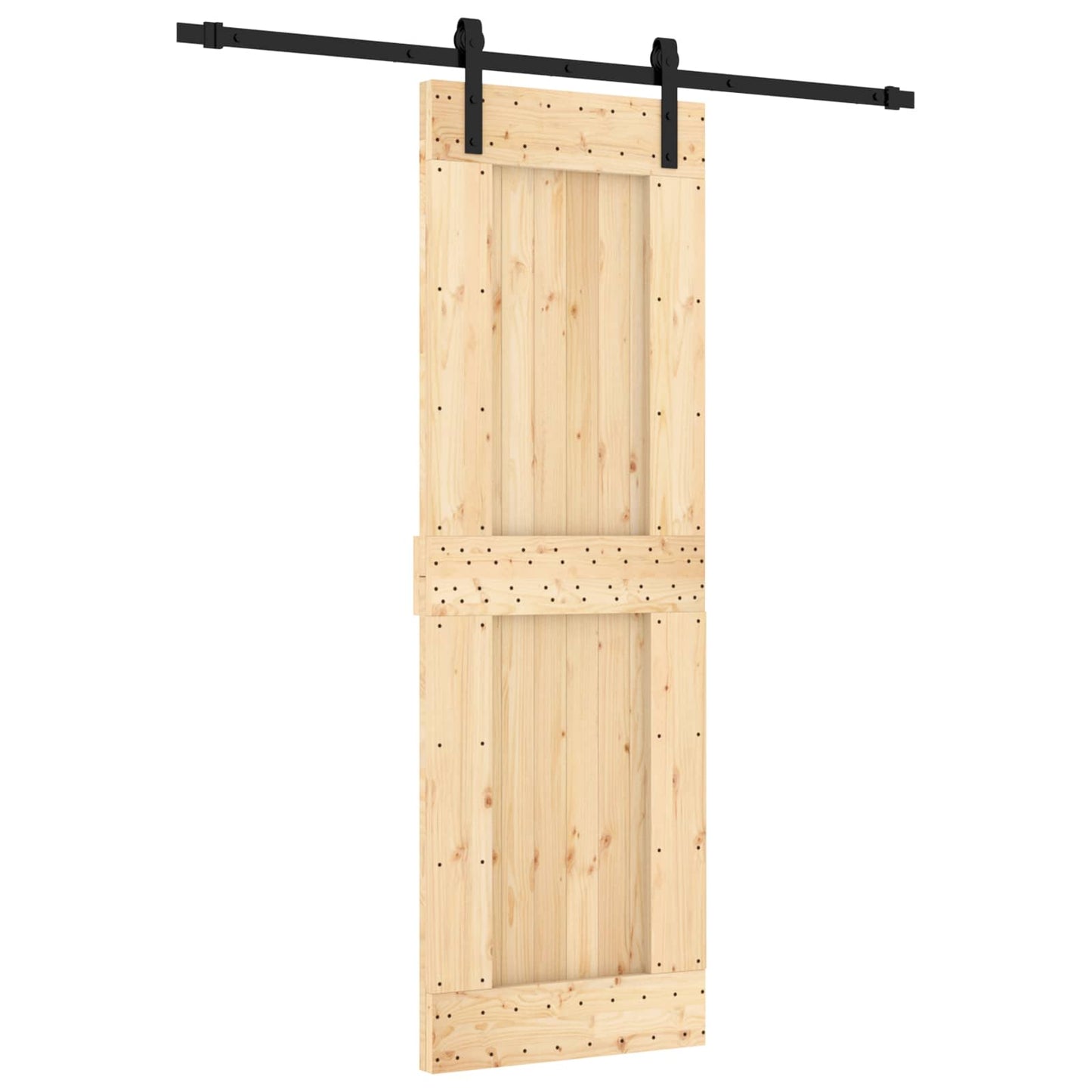 Skyvedør Naturlig og svart 70 x 210 cm Massiv Furu Tre