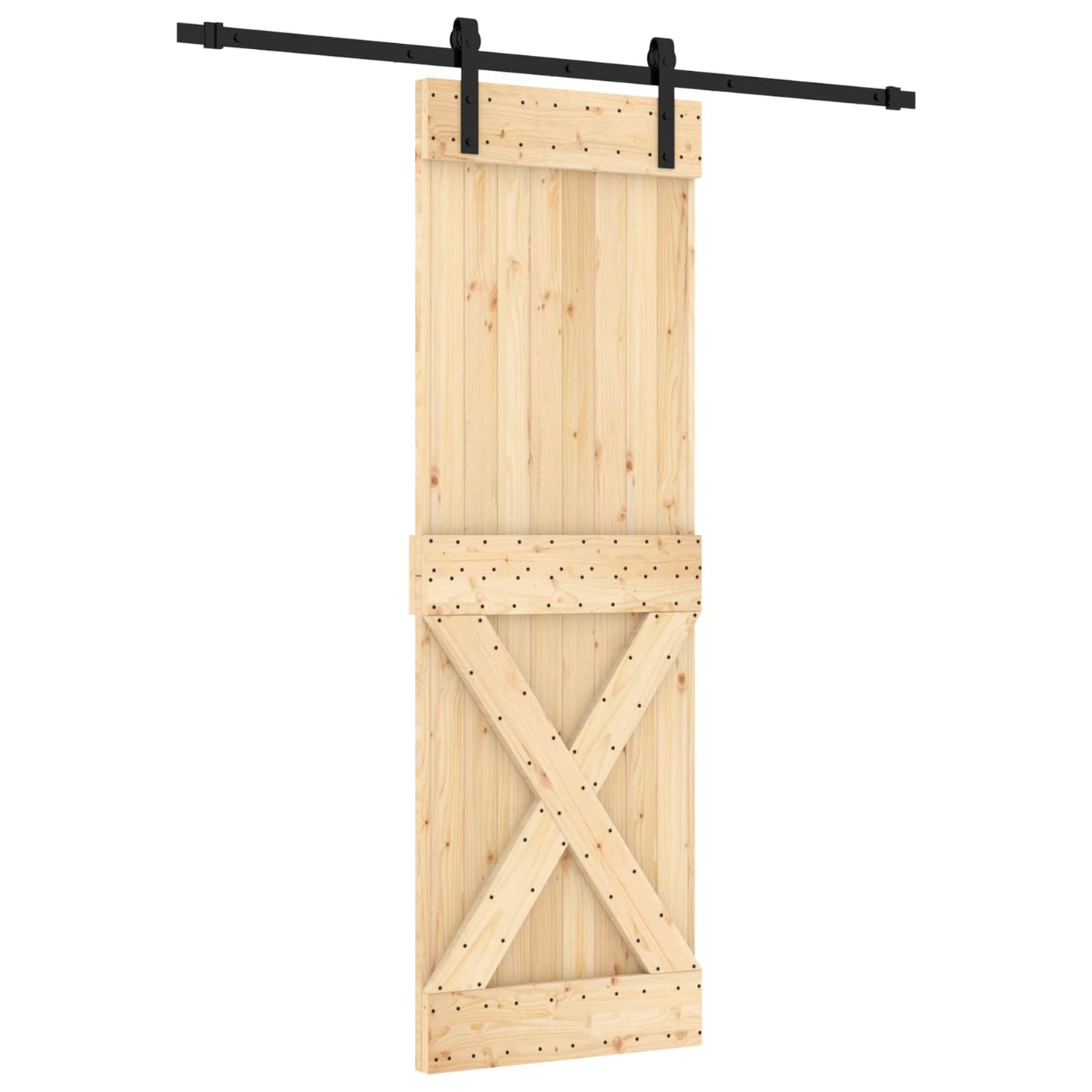 Skyvedør Naturlig og svart 70 x 210 cm Massiv Furu Tre