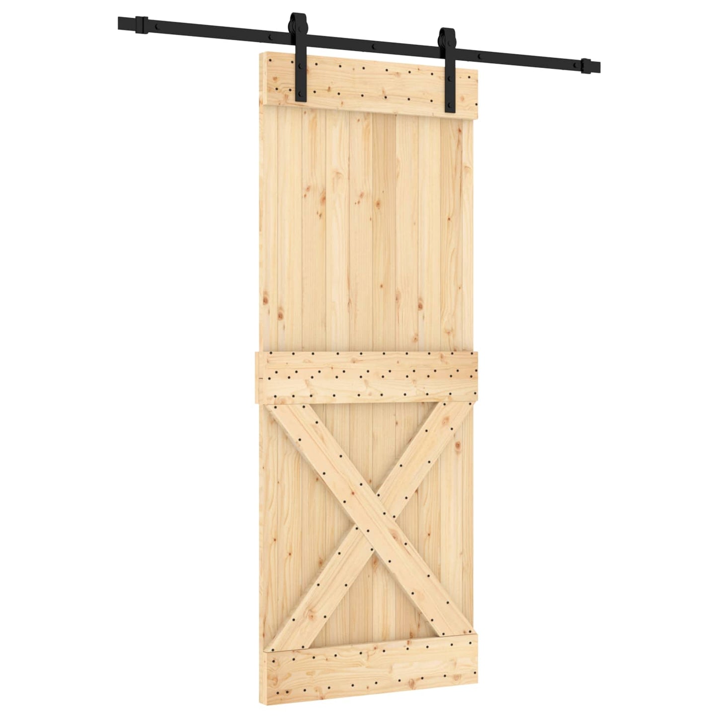 Skyvedør Naturlig og svart 80 x 210 cm Massiv Furu Tre