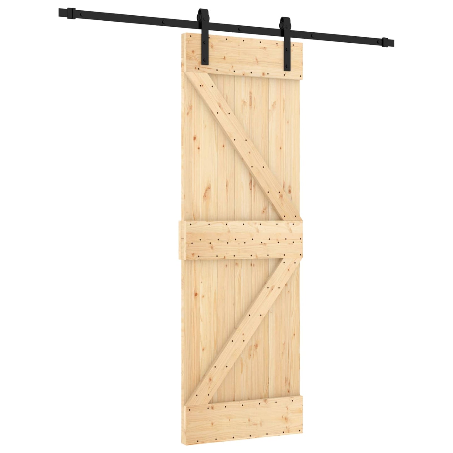 Skyvedør Naturlig og svart 70 x 210 cm Massiv Furu Tre