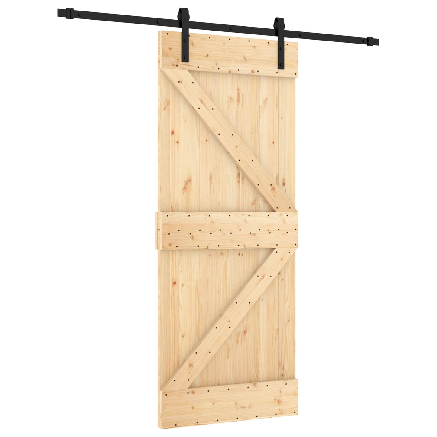 Skyvedør Naturlig og svart 85 x 210 cm Massiv Furu Tre