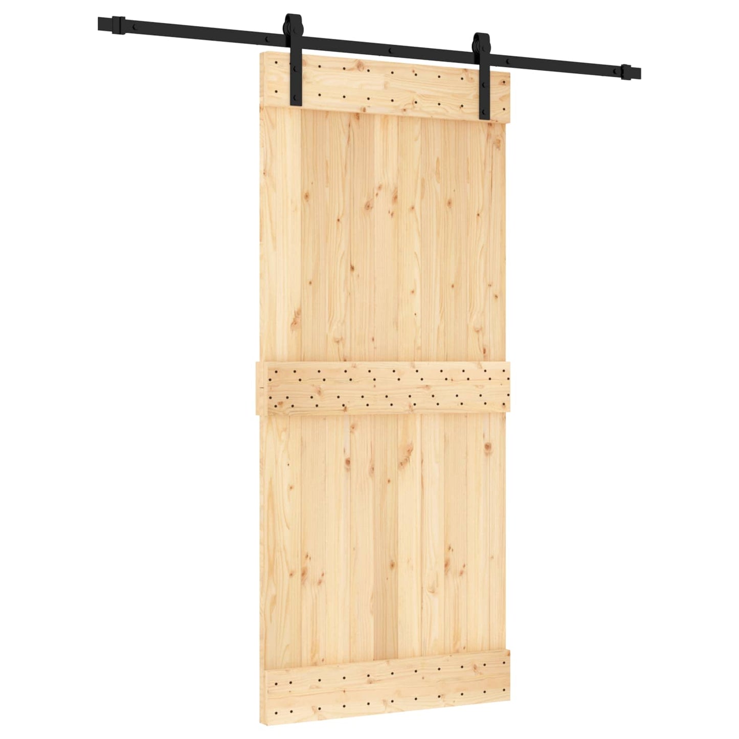 Skyvedør Naturlig og svart 90 x 210 cm Massiv Furu Tre