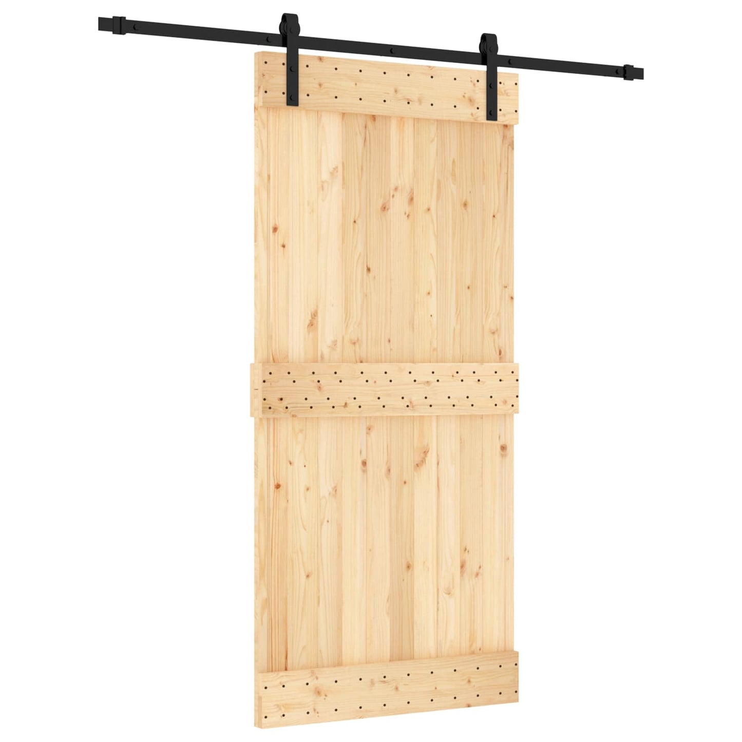 Skyvedør Naturlig og svart 95 x 210 cm Massiv Furu Tre