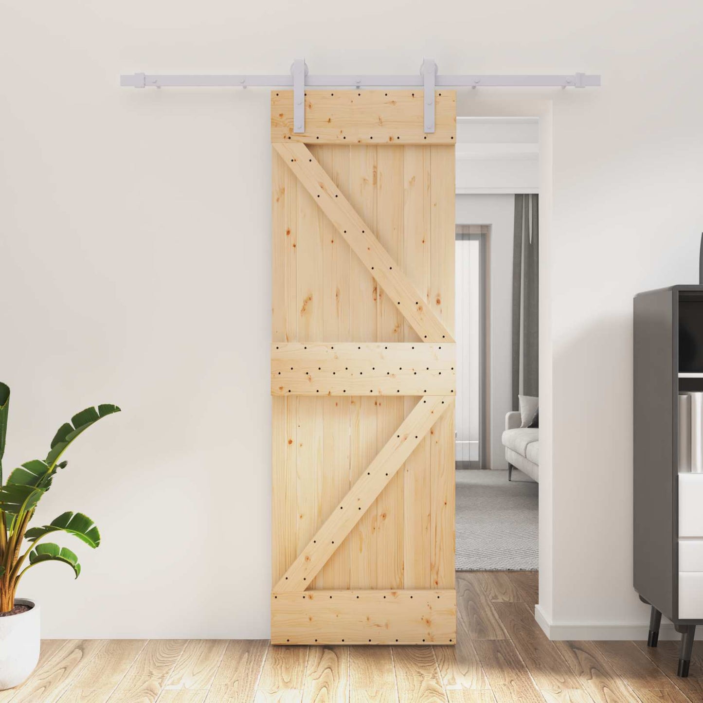Skyvedør Naturlig og Hvit 70 x 210 cm Massiv Furu Tre