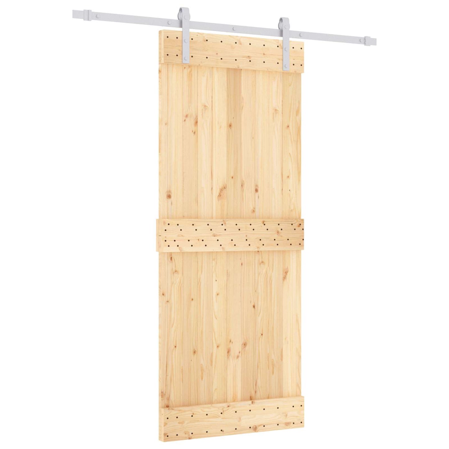 Skyvedør Naturlig og Hvit 85 x 210 cm Massiv Furu Tre