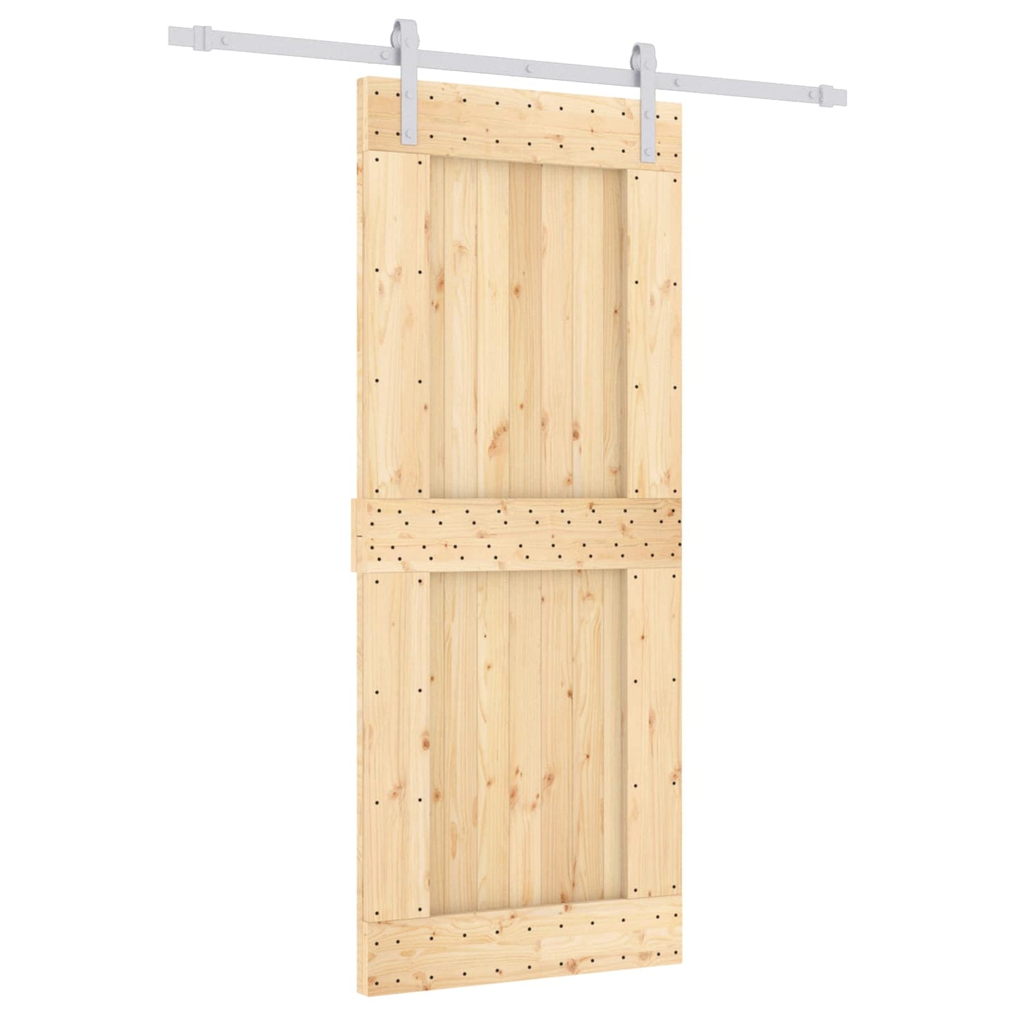 Skyvedør Naturlig og Hvit 85 x 210 cm Massiv Furu Tre