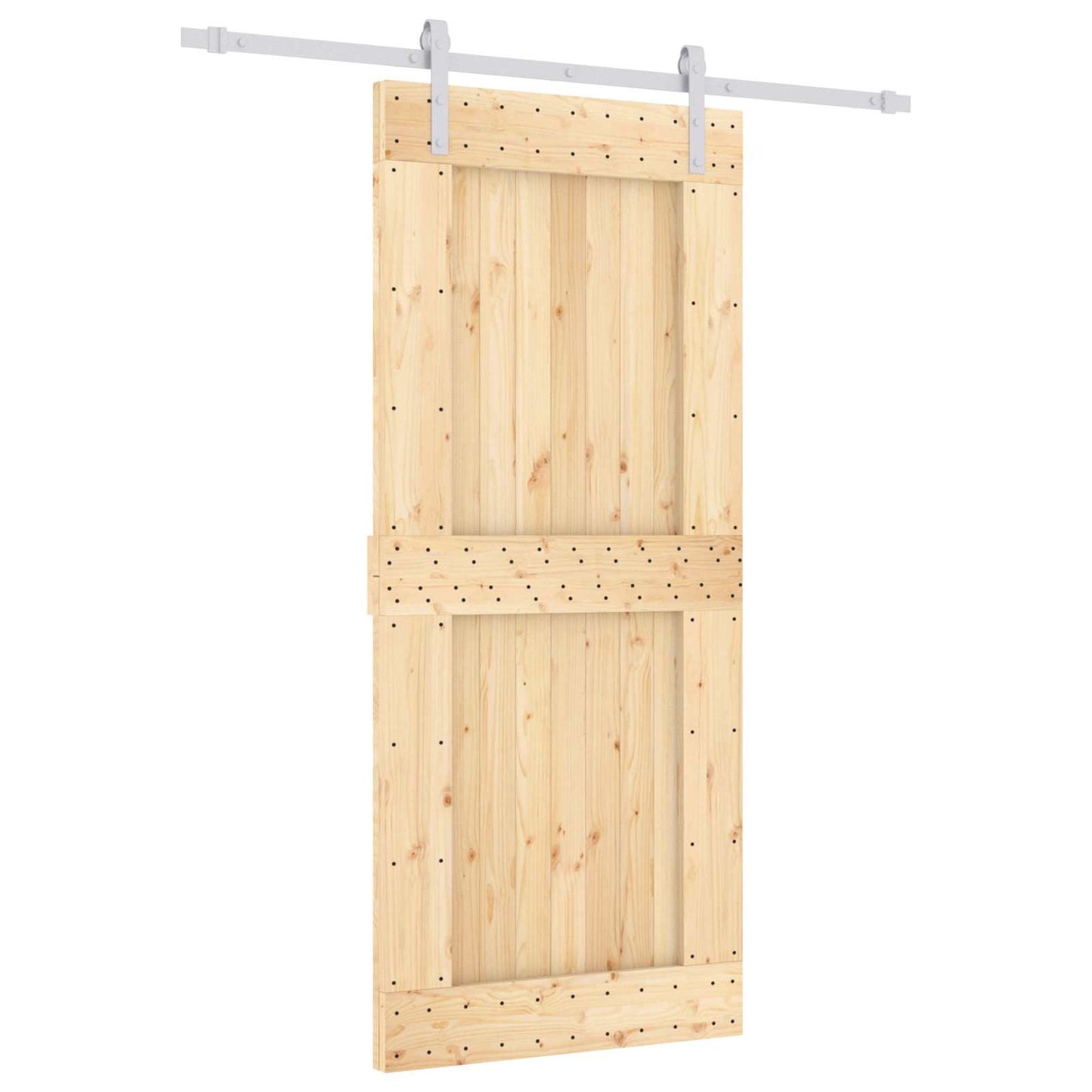 Skyvedør Naturlig og Hvit 90 x 210 cm Massiv Furu Tre