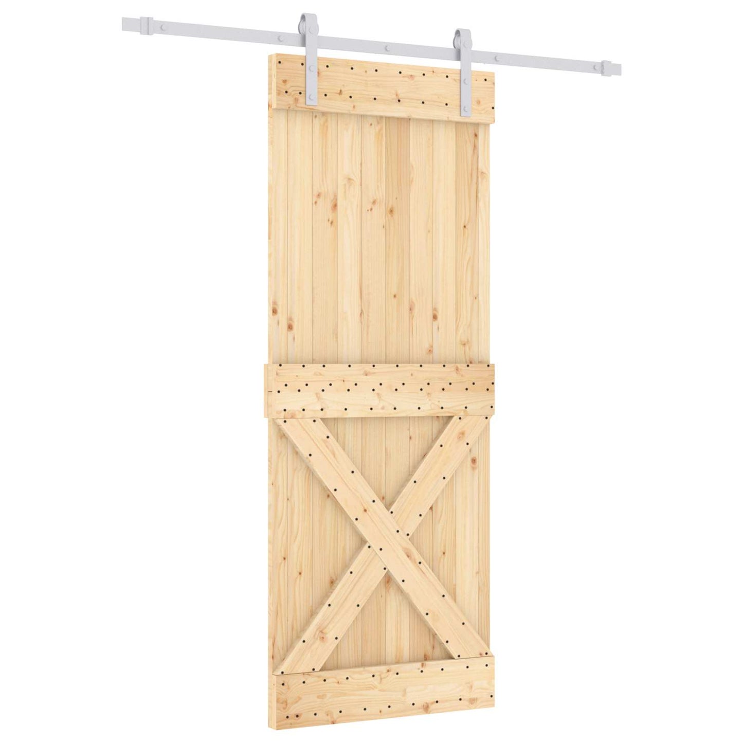 Skyvedør Naturlig og Hvit 80 x 210 cm Massiv Furu Tre