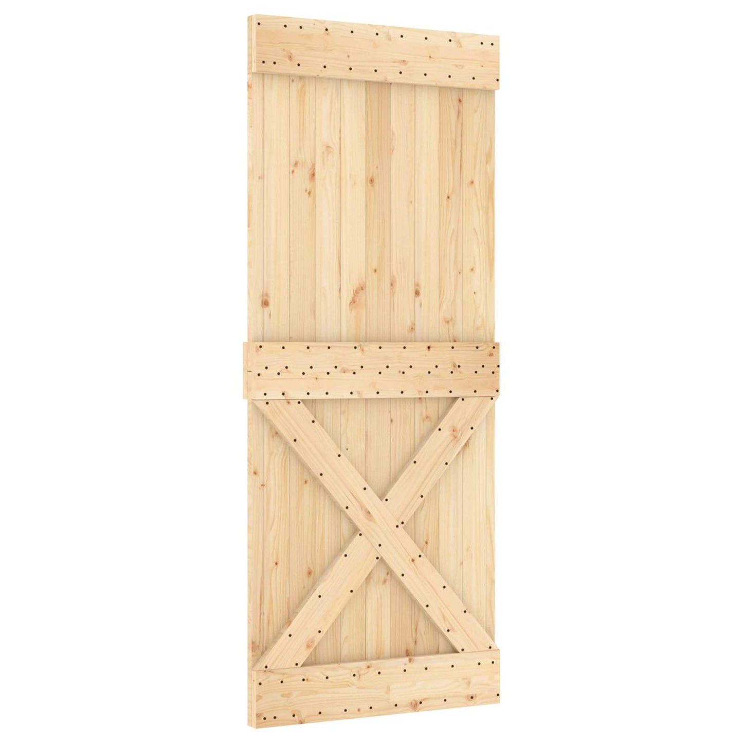 Skyvedør Naturlig og Hvit 85 x 210 cm Massiv Furu Tre