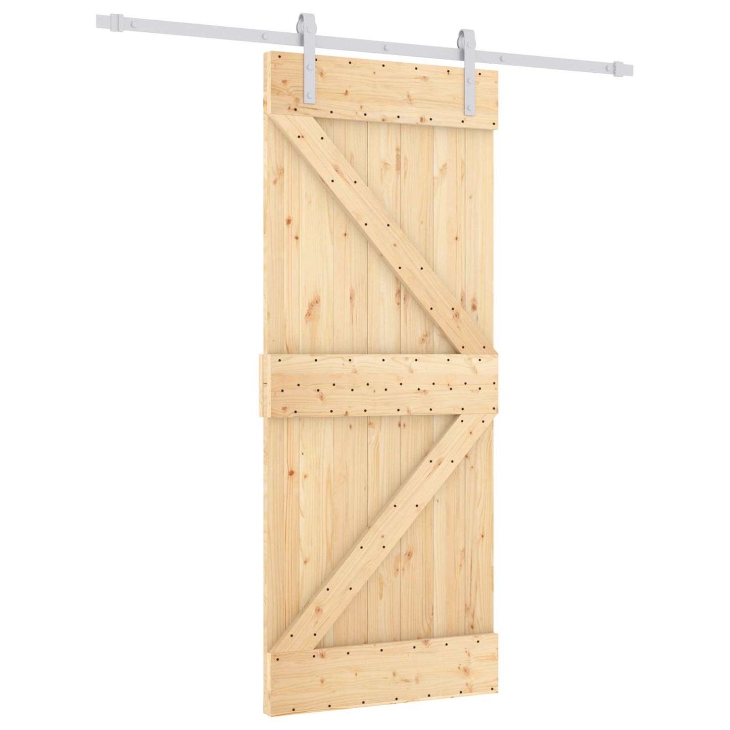 Skyvedør Naturlig og Hvit 85 x 210 cm Massiv Furu Tre