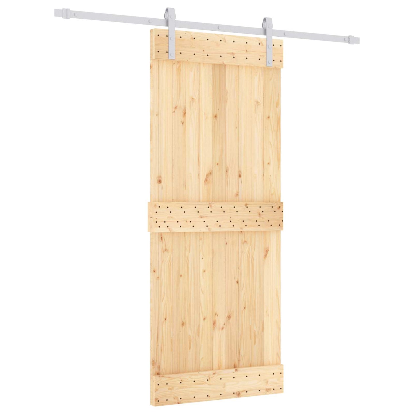 Skyvedør Naturlig og Hvit 85 x 210 cm Massiv Furu Tre