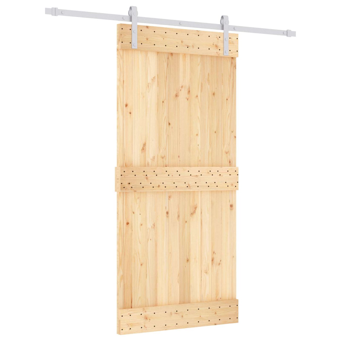 Skyvedør Naturlig og Hvit 95 x 210 cm Massiv Furu Tre