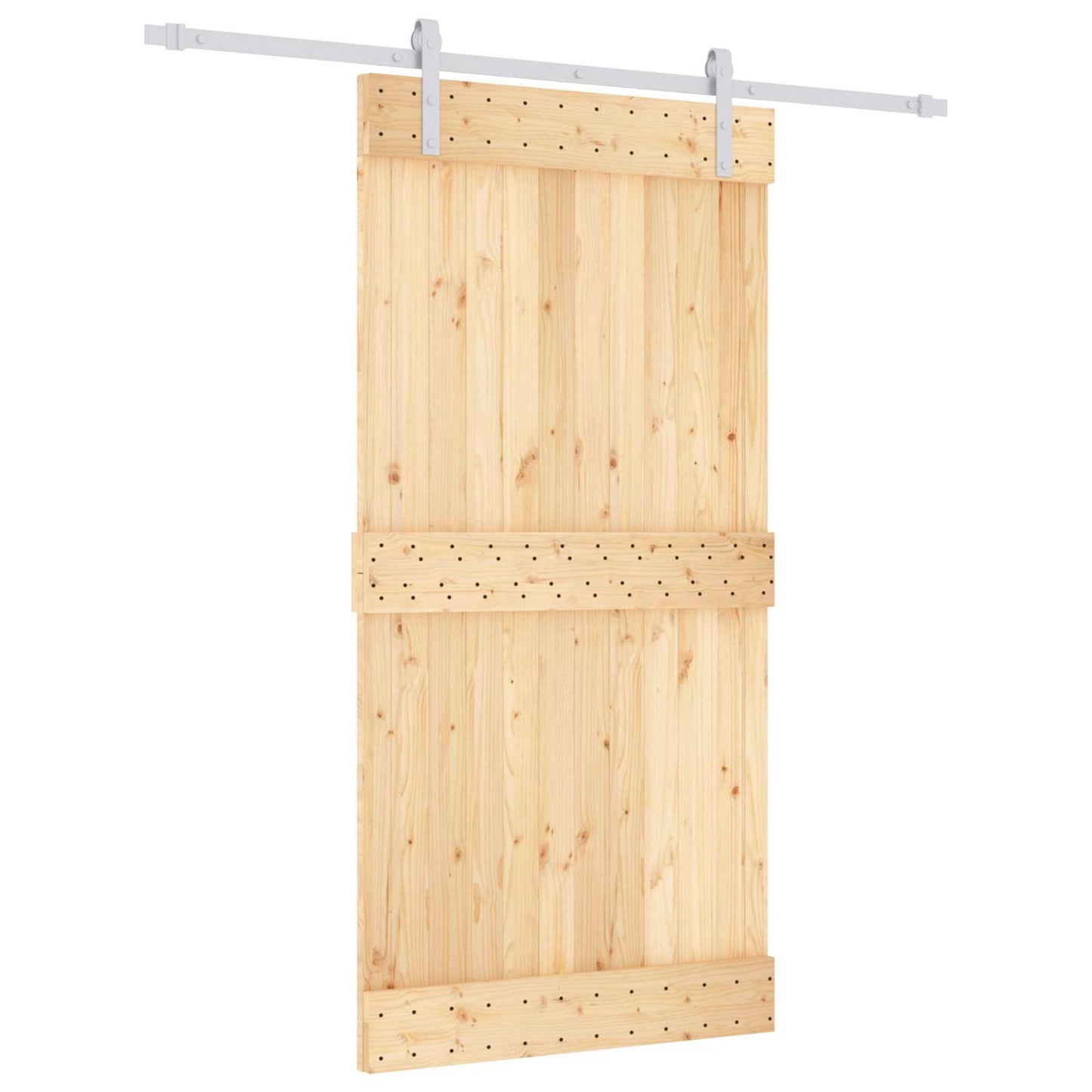 Skyvedør Naturlig og Hvit 100 x 210 cm Massiv Furu Tre