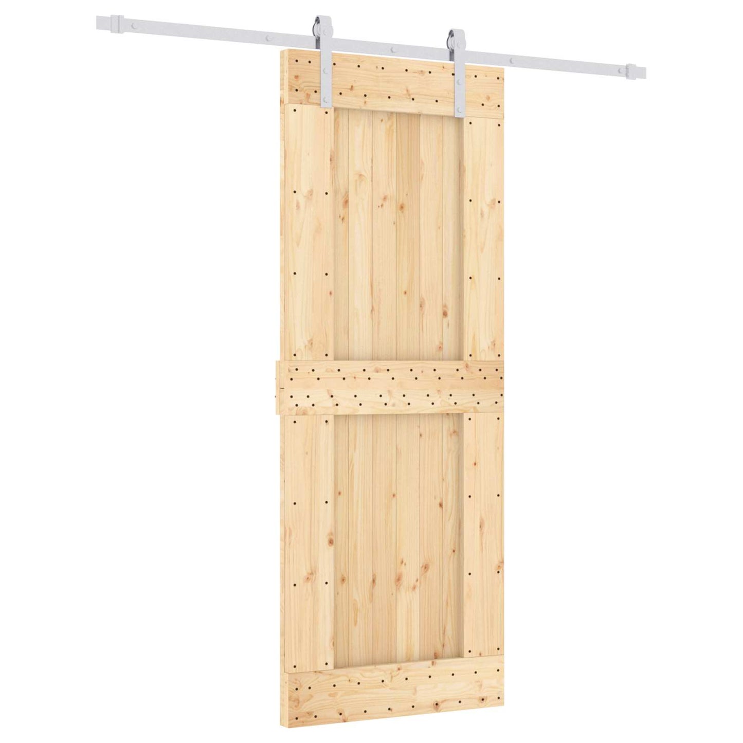 Skyvedør Naturlig og Hvit 80 x 210 cm Massiv Furu Tre