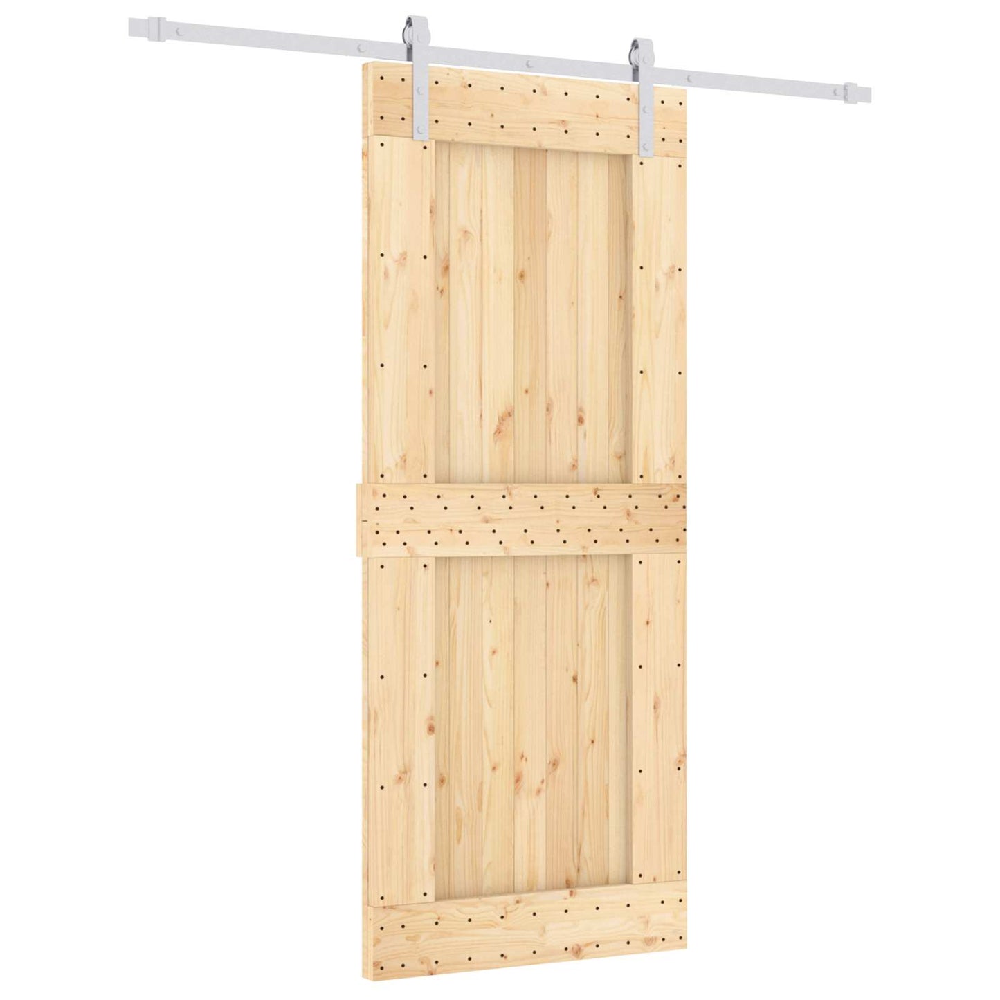 Skyvedør Naturlig og Hvit 85 x 210 cm Massiv Furu Tre
