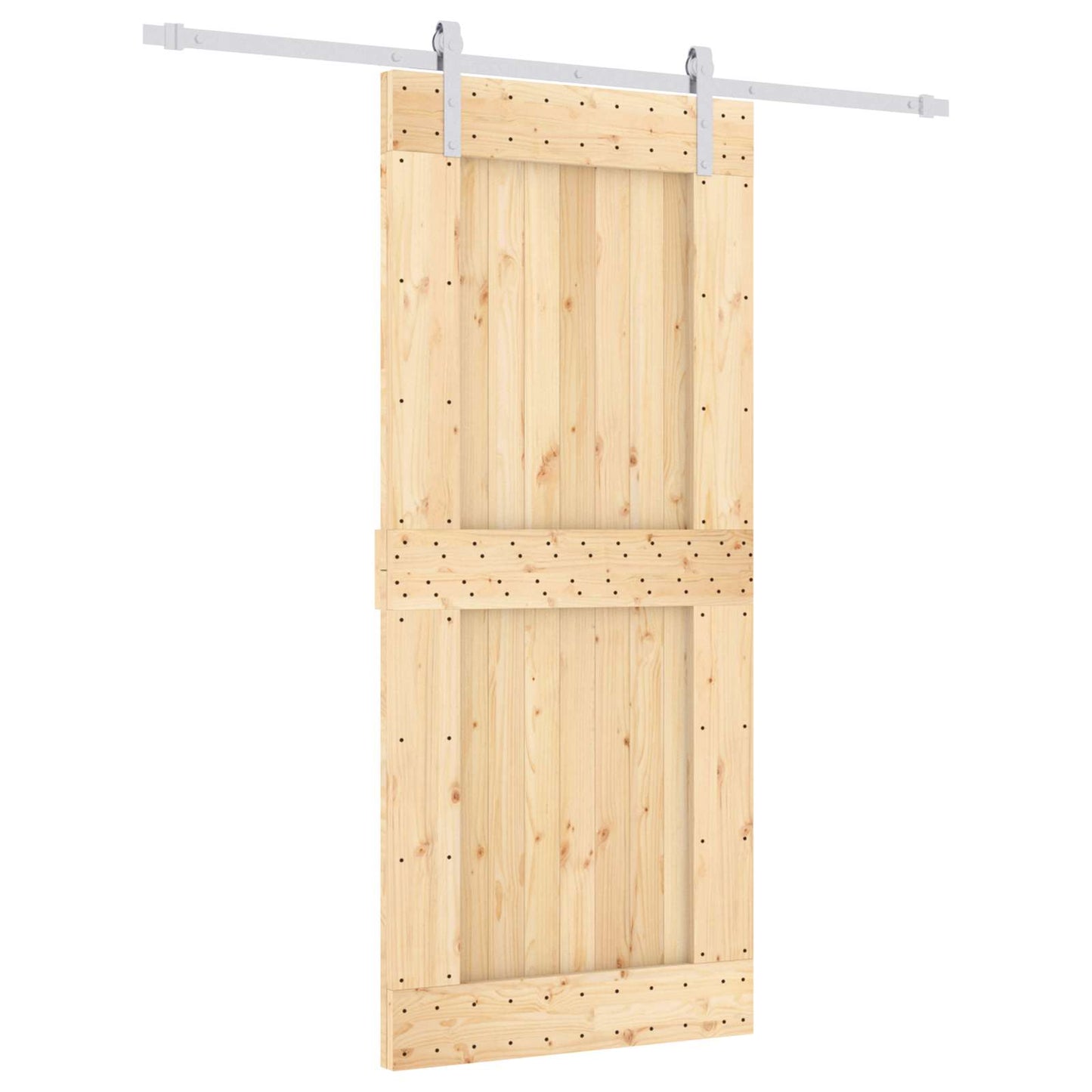 Skyvedør Naturlig og Hvit 90 x 210 cm Massiv Furu Tre