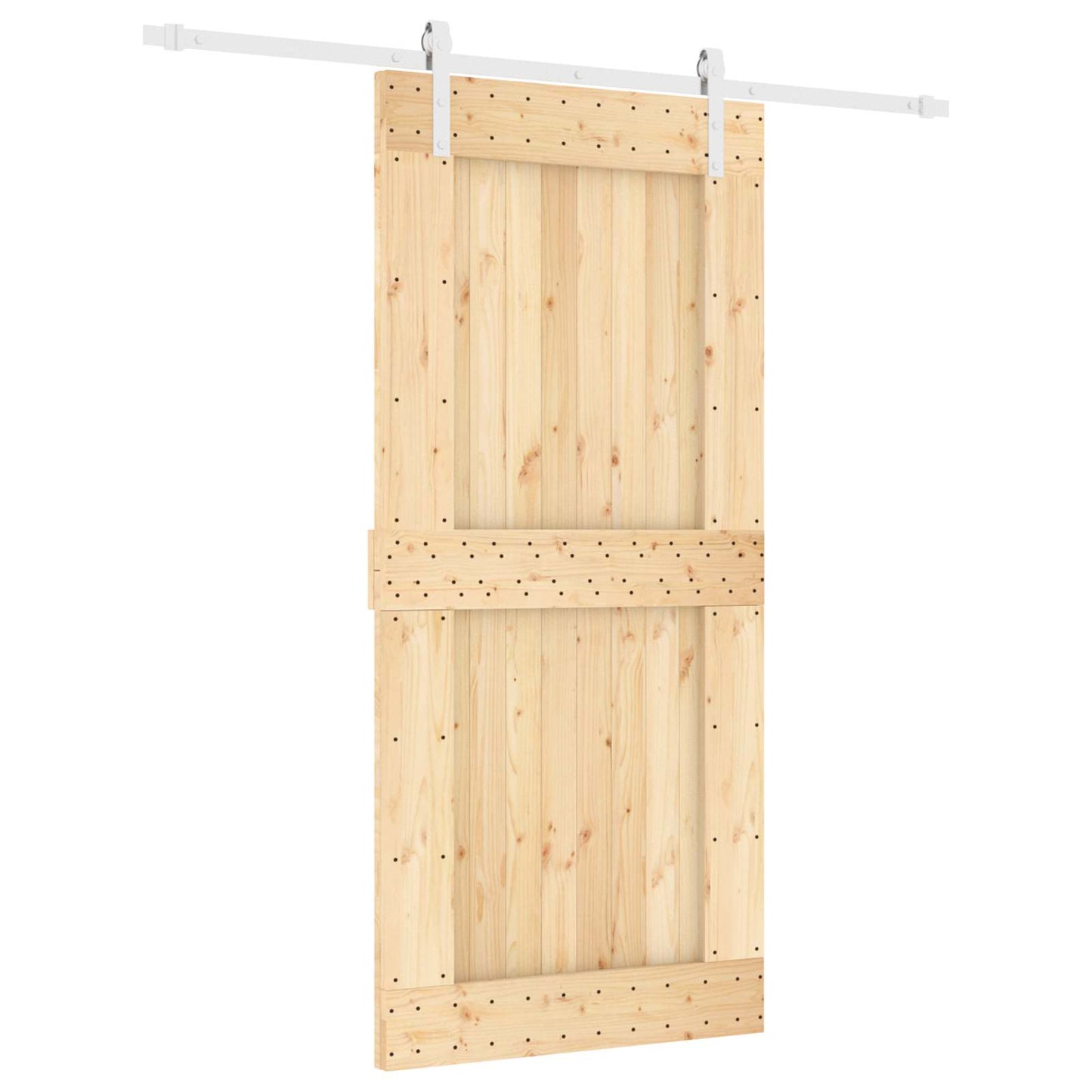 Skyvedør Naturlig og Hvit 95 x 210 cm Massiv Furu Tre