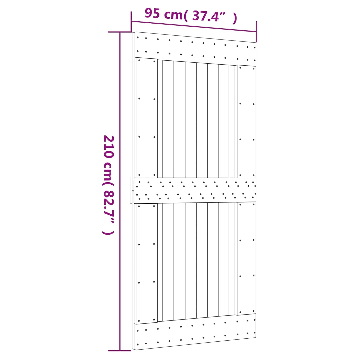 Skyvedør Naturlig og Hvit 95 x 210 cm Massiv Furu Tre