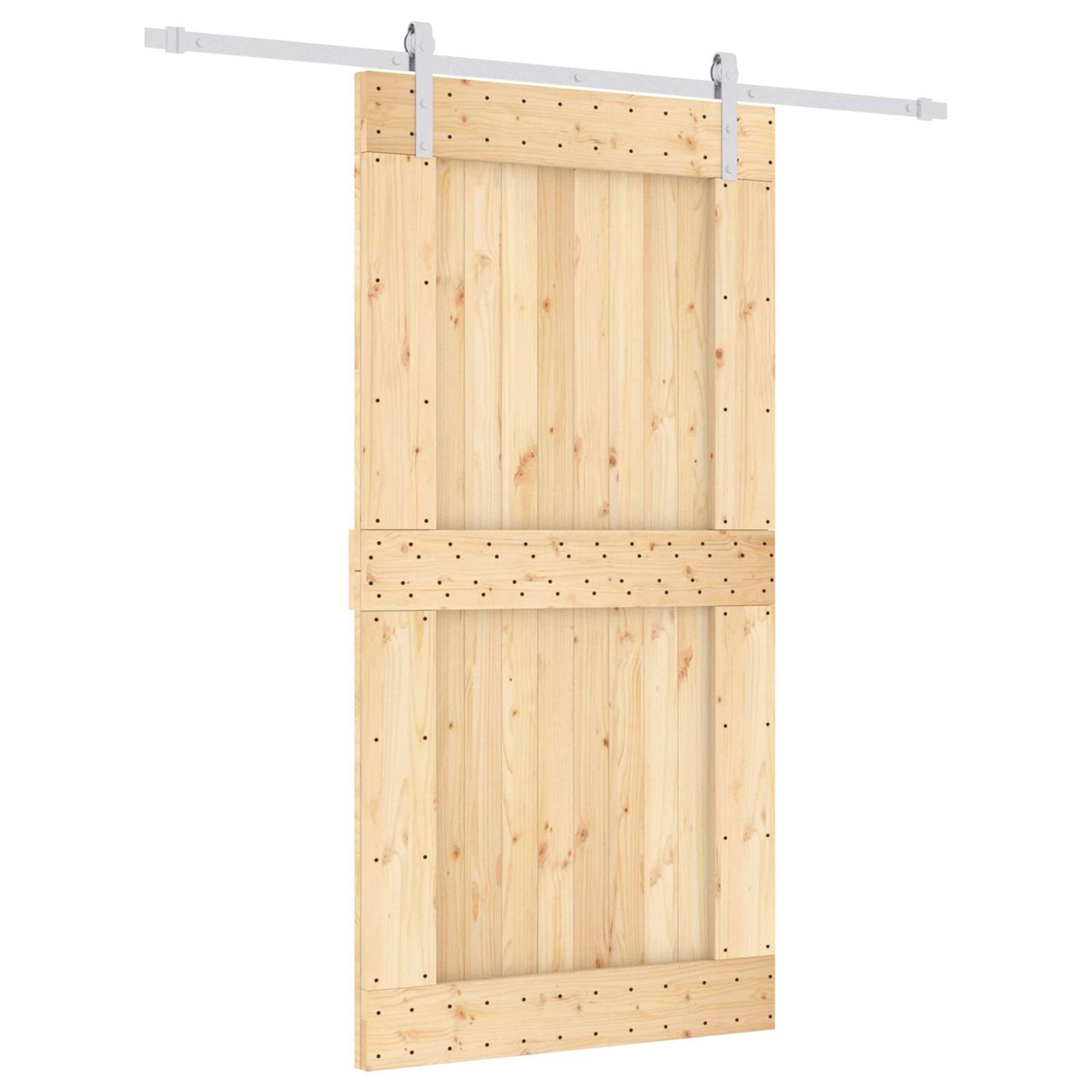 Skyvedør Naturlig og Hvit 100 x 210 cm Massiv Furu Tre