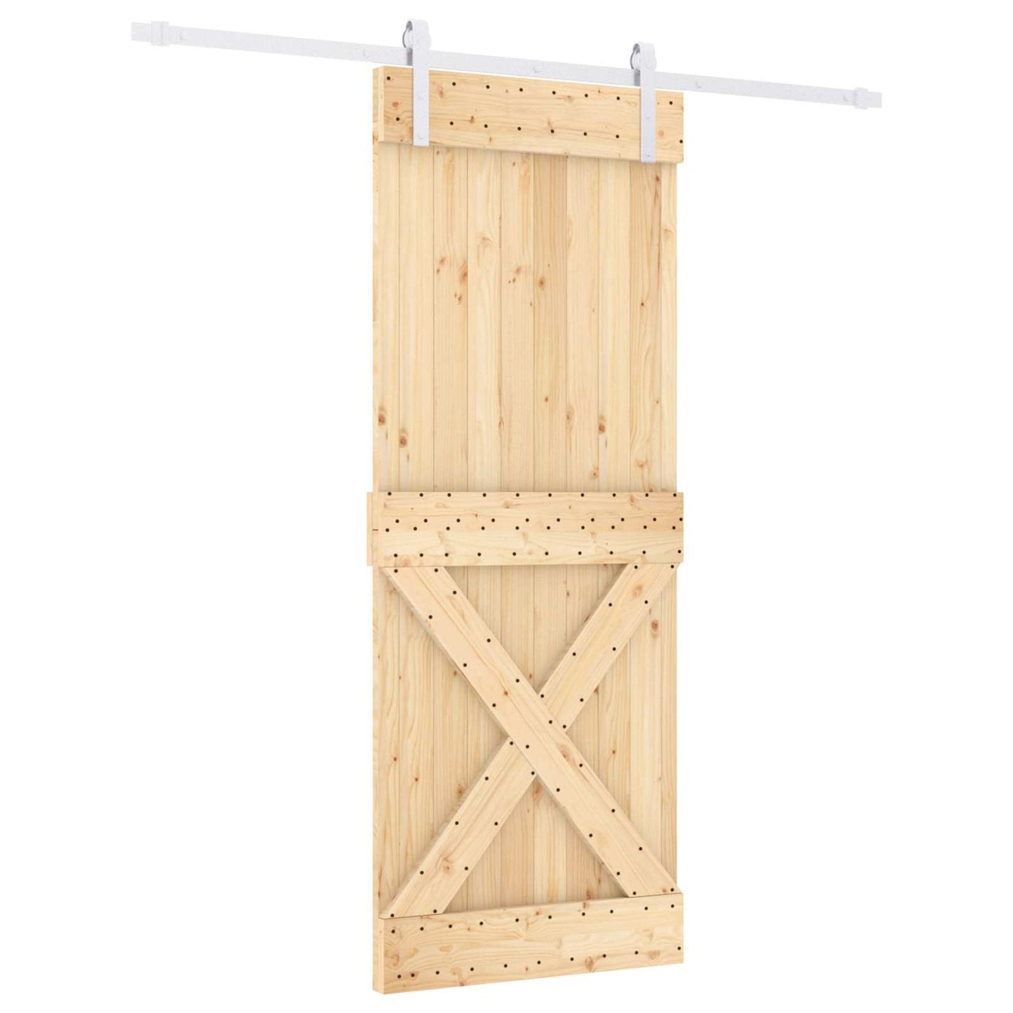 Skyvedør Naturlig og Hvit 80 x 210 cm Massiv Furu Tre