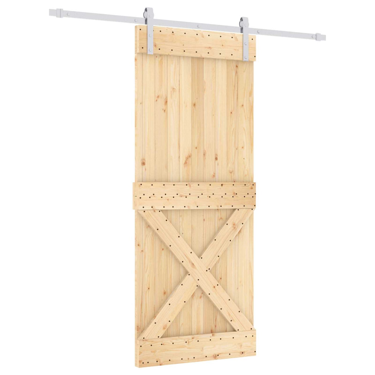 Skyvedør Naturlig og Hvit 85 x 210 cm Massiv Furu Tre
