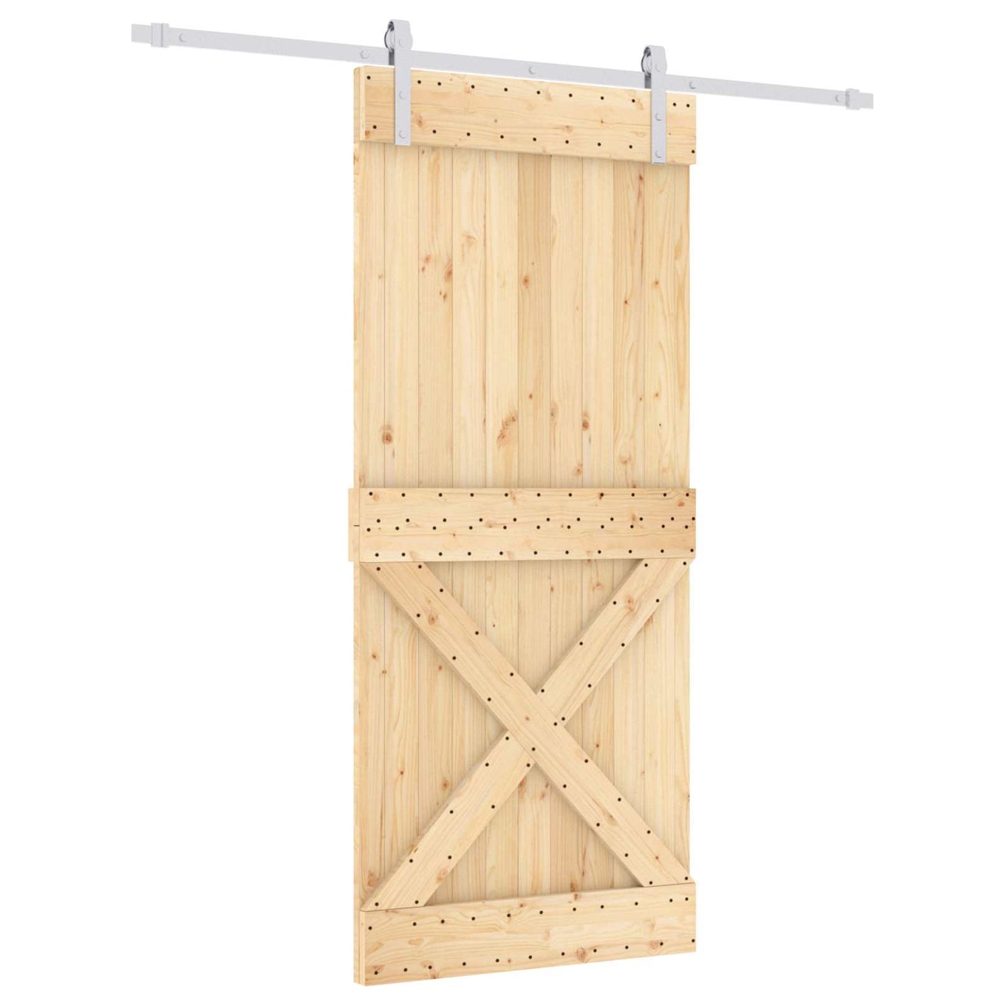 Skyvedør Naturlig og Hvit 90 x 210 cm Massiv Furu Tre