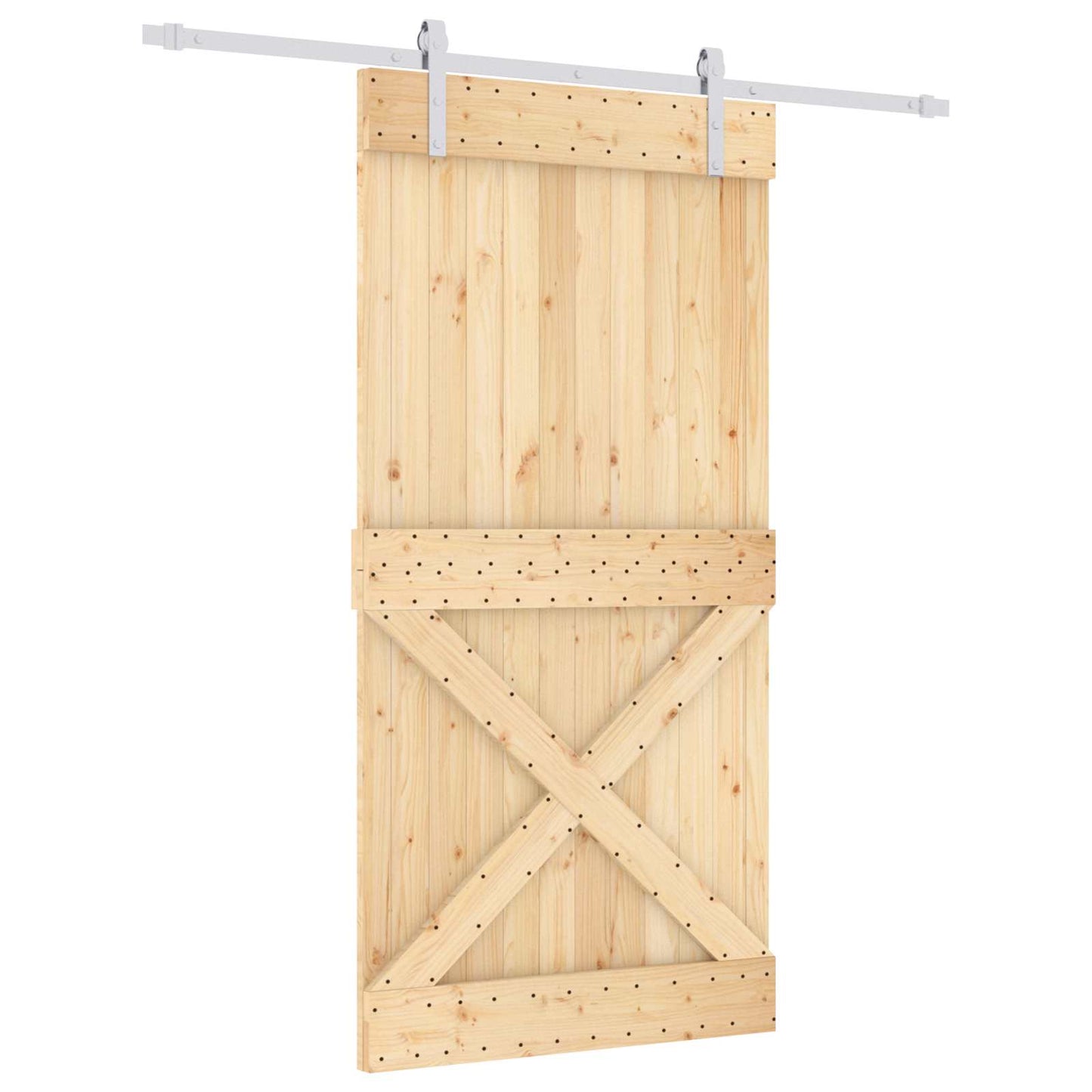 Skyvedør Naturlig og Hvit 100 x 210 cm Massiv Furu Tre