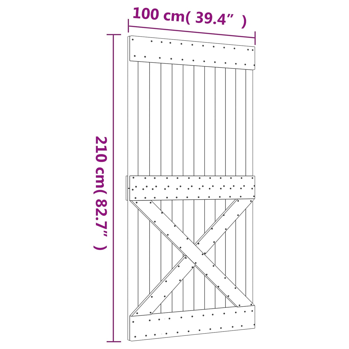 Skyvedør Naturlig og Hvit 100 x 210 cm Massiv Furu Tre