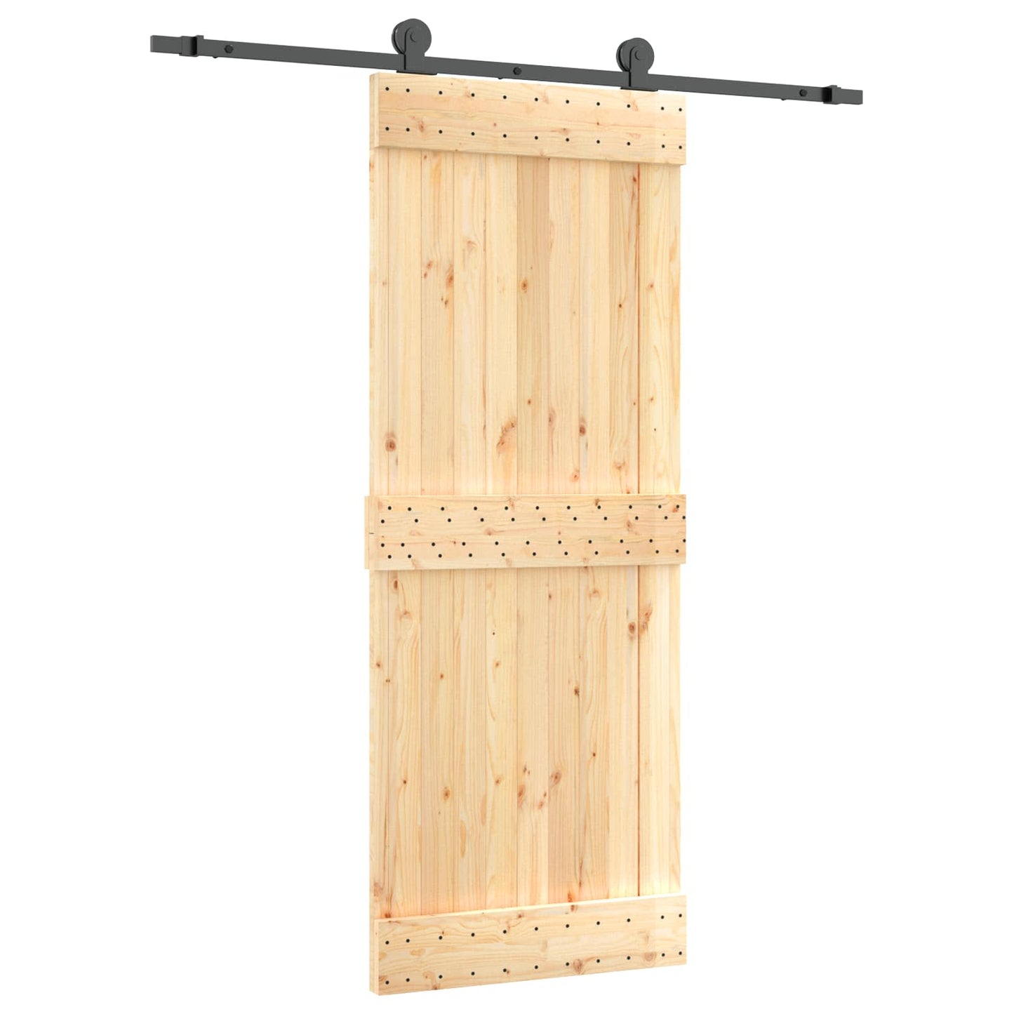 Skyvedør Naturlig og svart 80 x 210 cm Massiv Furu Tre