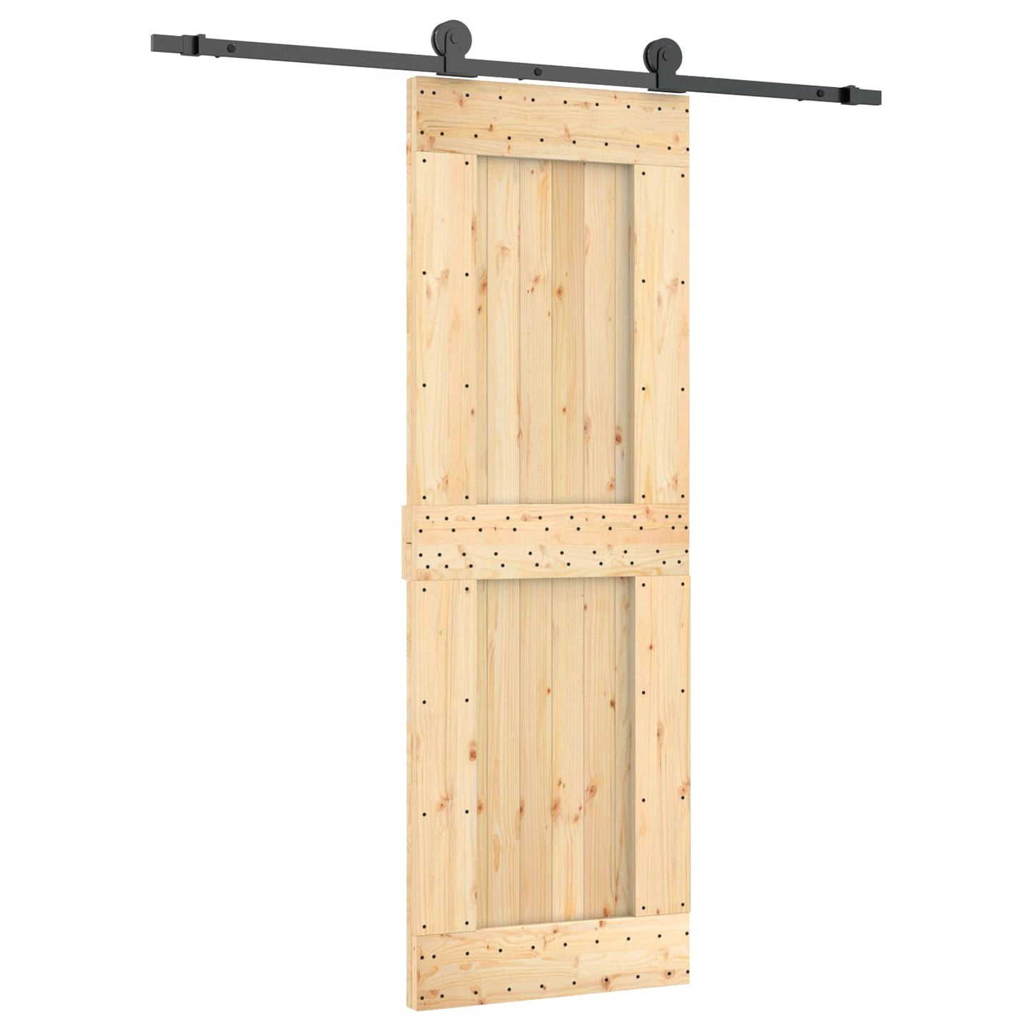 Skyvedør Naturlig og svart 70 x 210 cm Massiv Furu Tre