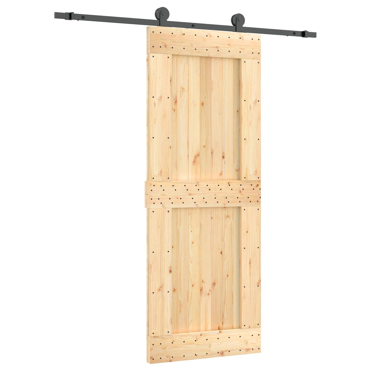 Skyvedør Naturlig og svart 80 x 210 cm Massiv Furu Tre