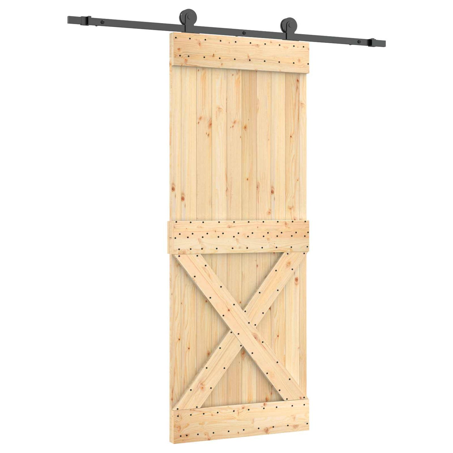 Skyvedør Naturlig og svart 80 x 210 cm Massiv Furu Tre