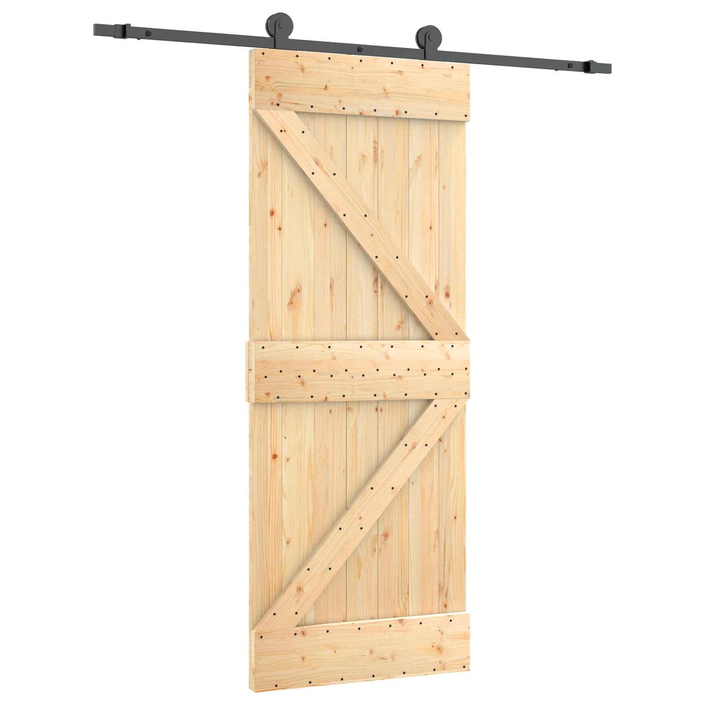 Skyvedør Naturlig og svart 85 x 210 cm Massiv Furu Tre