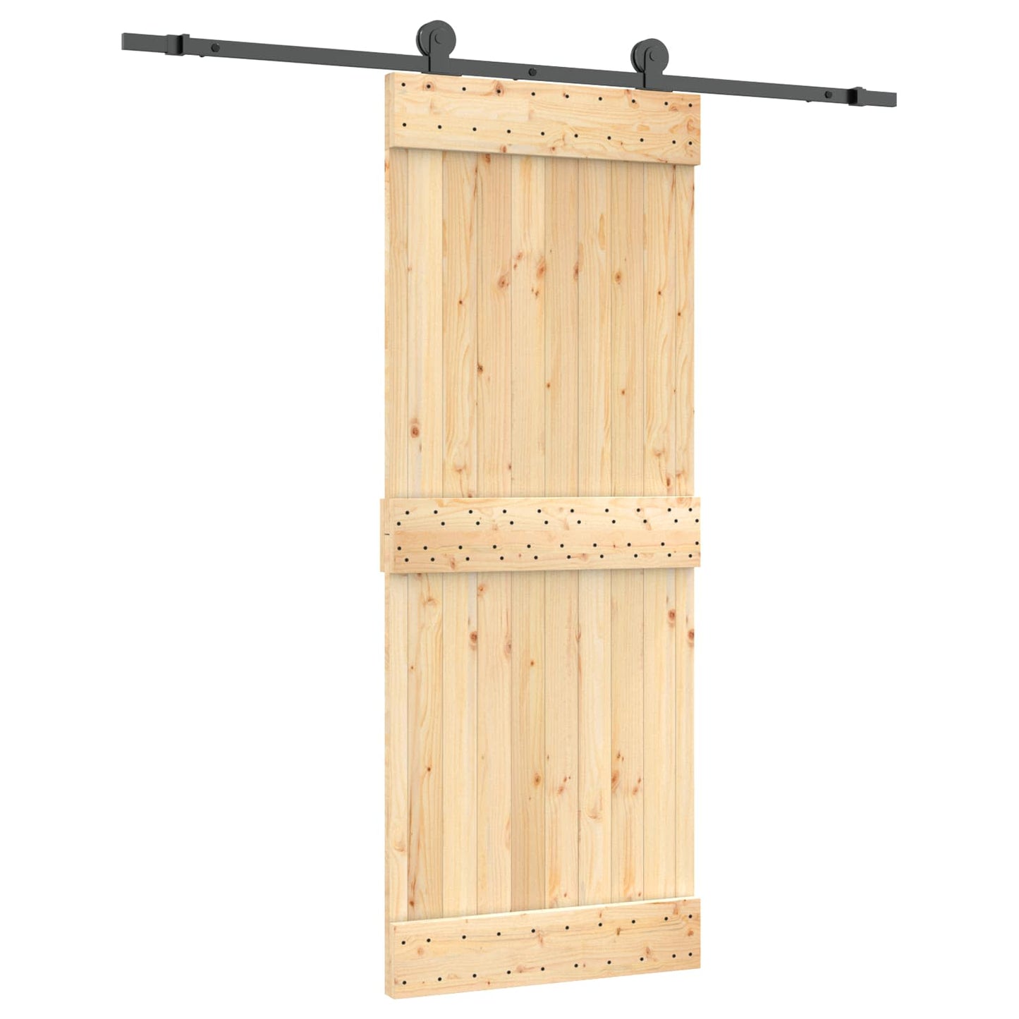 Skyvedør Naturlig og svart 80 x 210 cm Massiv Furu Tre