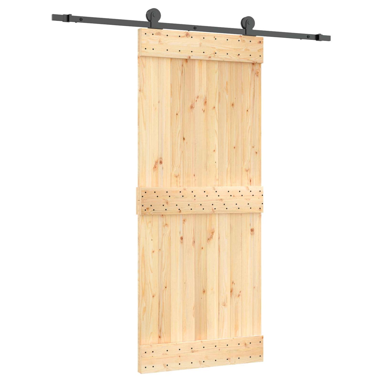 Skyvedør Naturlig og svart 85 x 210 cm Massiv Furu Tre