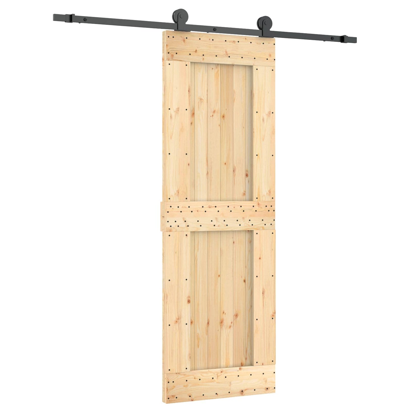 Skyvedør Naturlig og svart 70 x 210 cm Massiv Furu Tre