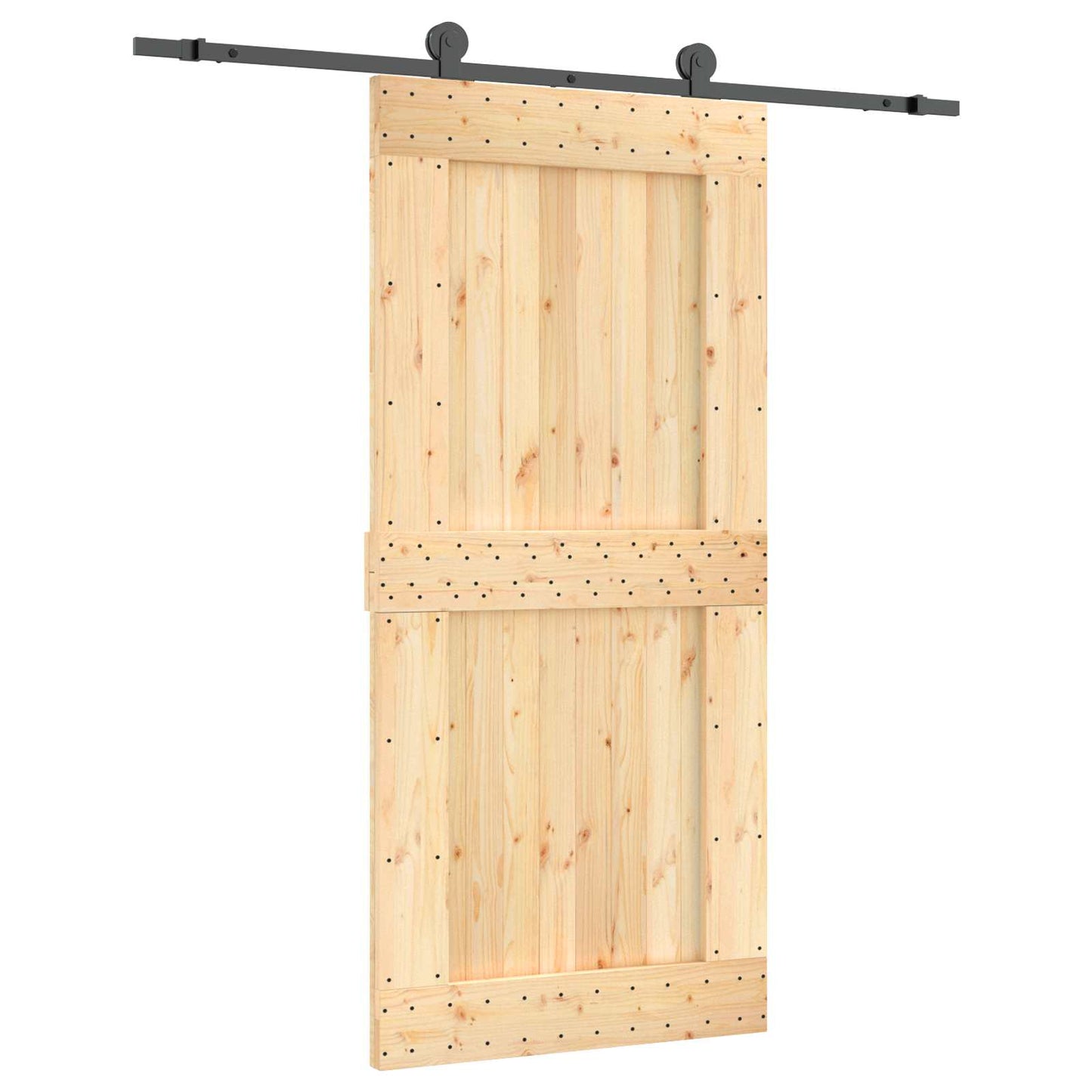 Skyvedør Naturlig og svart 95 x 210 cm Massiv Furu Tre