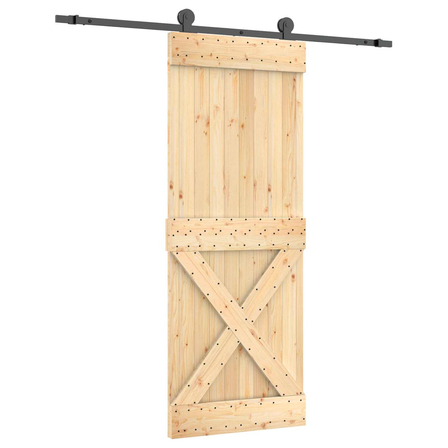 Skyvedør Naturlig og svart 80 x 210 cm Massiv Furu Tre