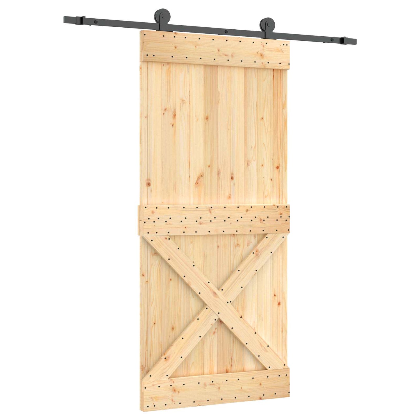 Skyvedør Naturlig og svart 95 x 210 cm Massiv Furu Tre