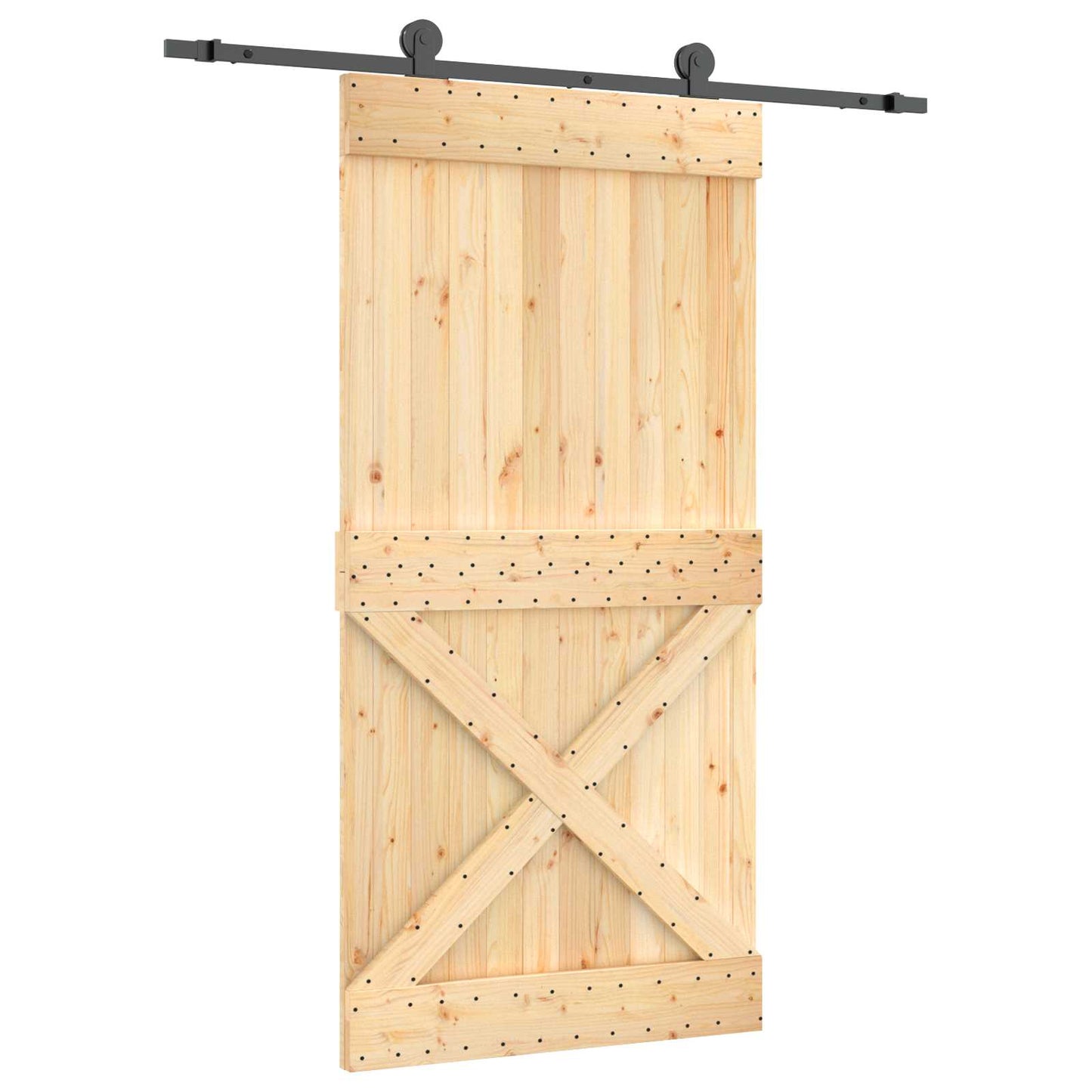 Skyvedør Naturlig og svart 100 x 210 cm Massiv Furu Tre