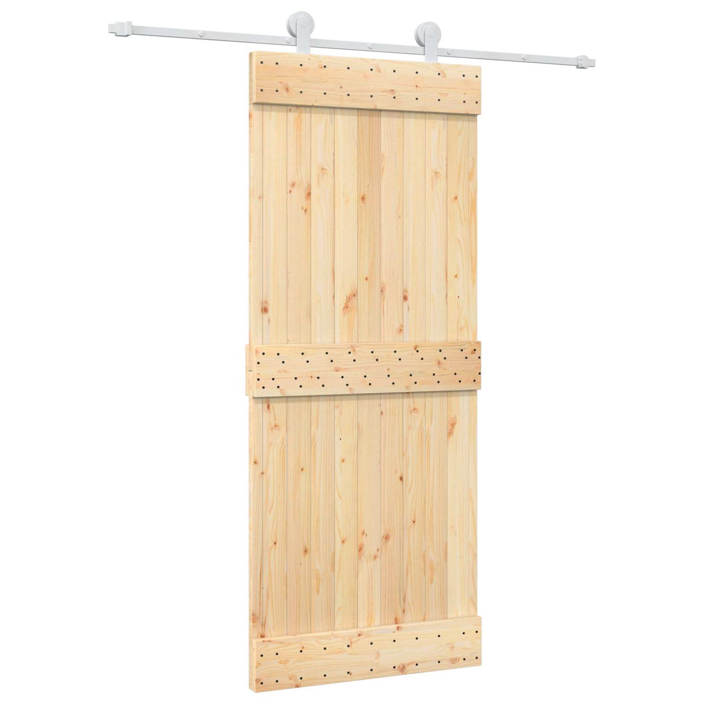 Skyvedør Naturlig og Hvit 85 x 210 cm Massiv Furu Tre