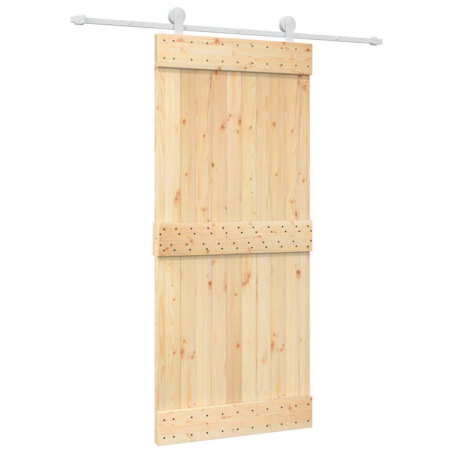 Skyvedør Naturlig og Hvit 90 x 210 cm Massiv Furu Tre