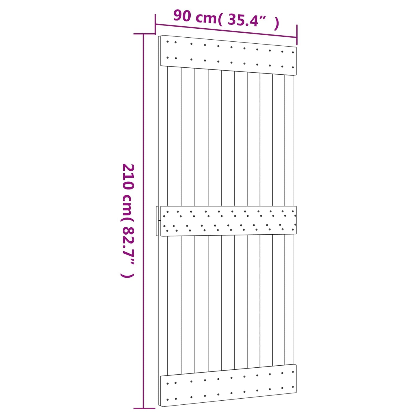 Skyvedør Naturlig og Hvit 90 x 210 cm Massiv Furu Tre