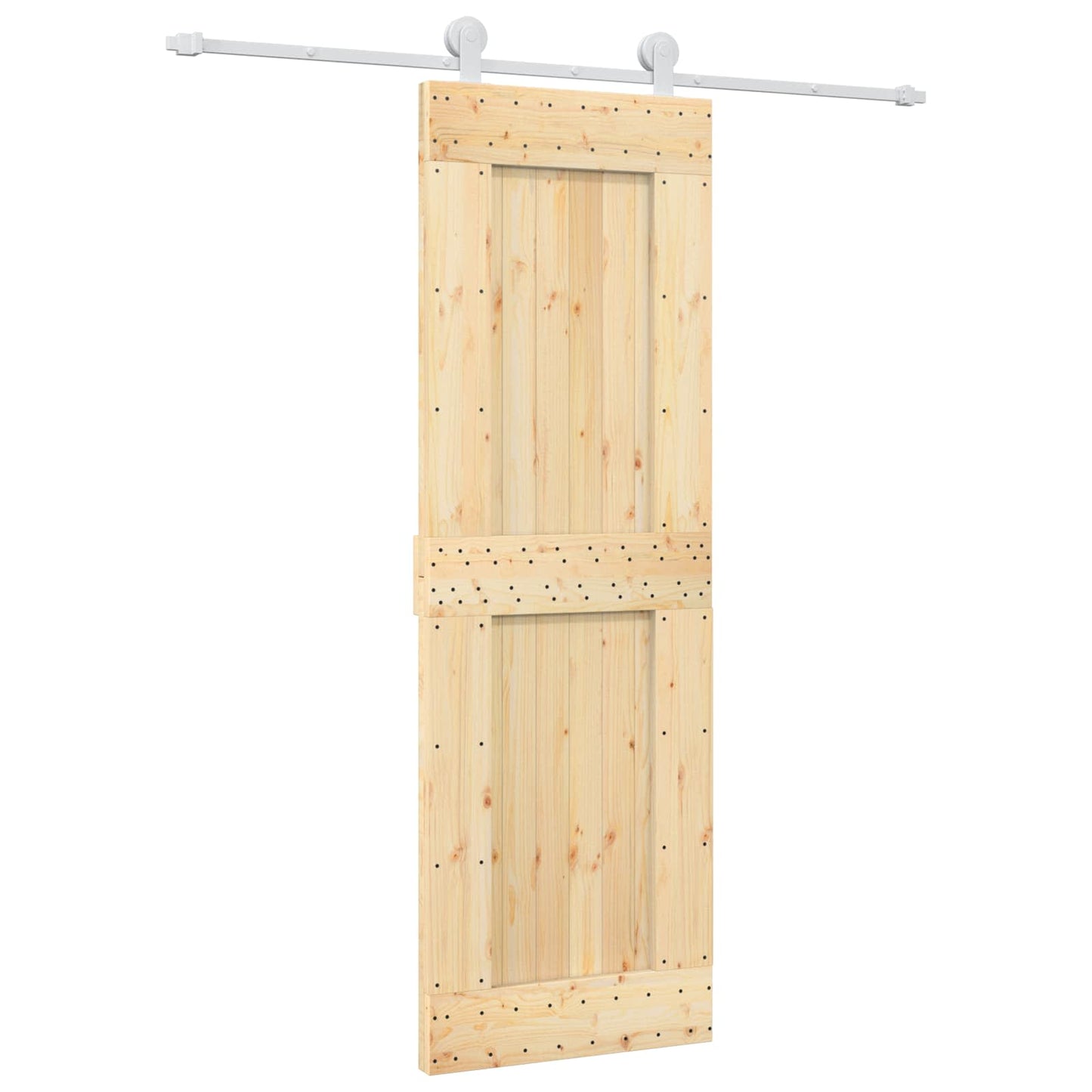 Skyvedør Naturlig og Hvit 70 x 210 cm Massiv Furu Tre