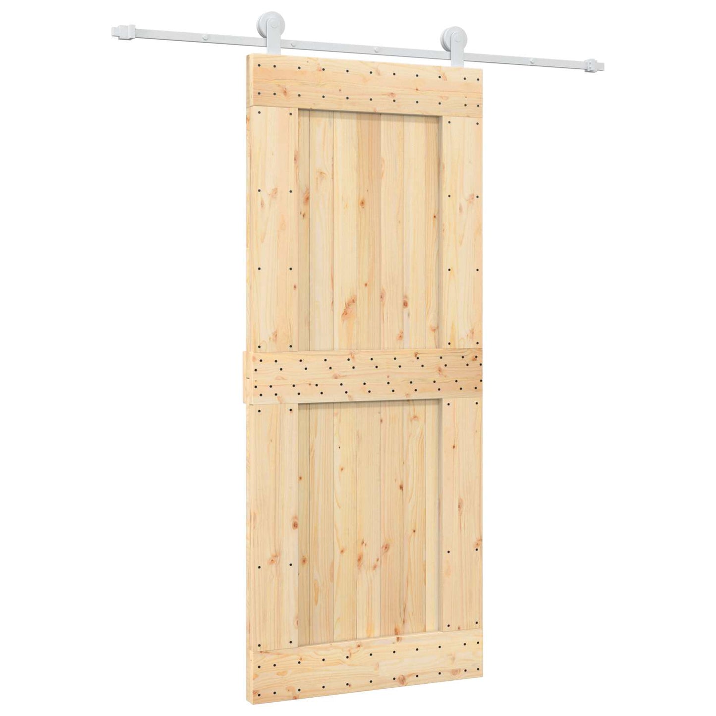 Skyvedør Naturlig og Hvit 85 x 210 cm Massiv Furu Tre