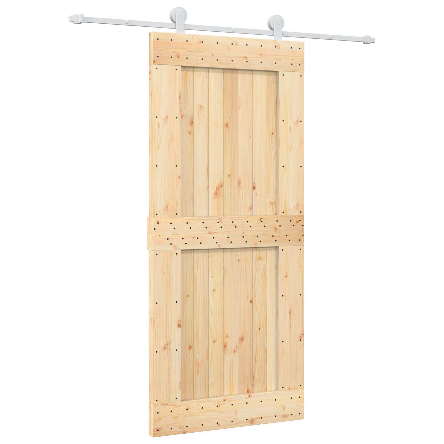 Skyvedør Naturlig og Hvit 90 x 210 cm Massiv Furu Tre