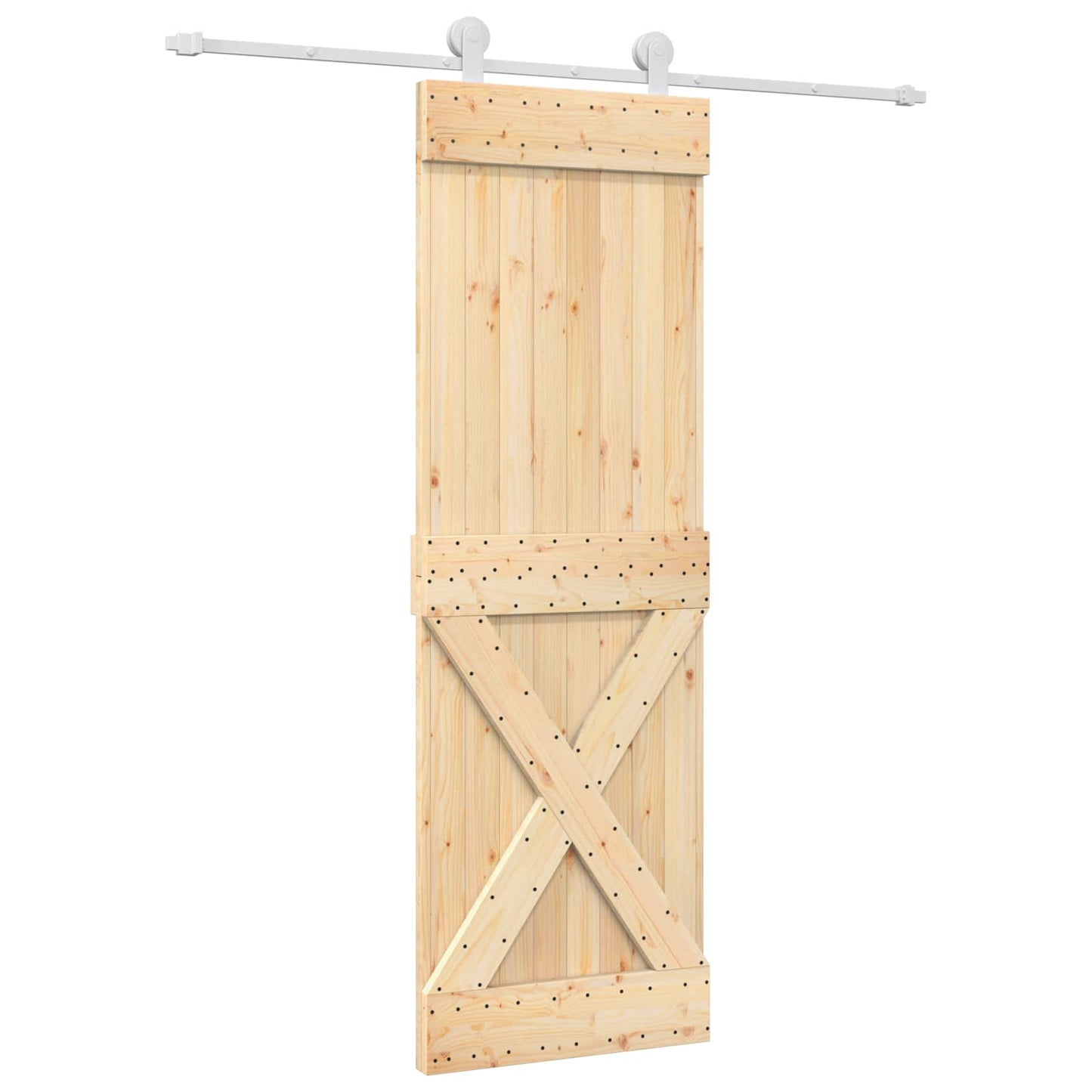 Skyvedør Naturlig og Hvit 70 x 210 cm Massiv Furu Tre