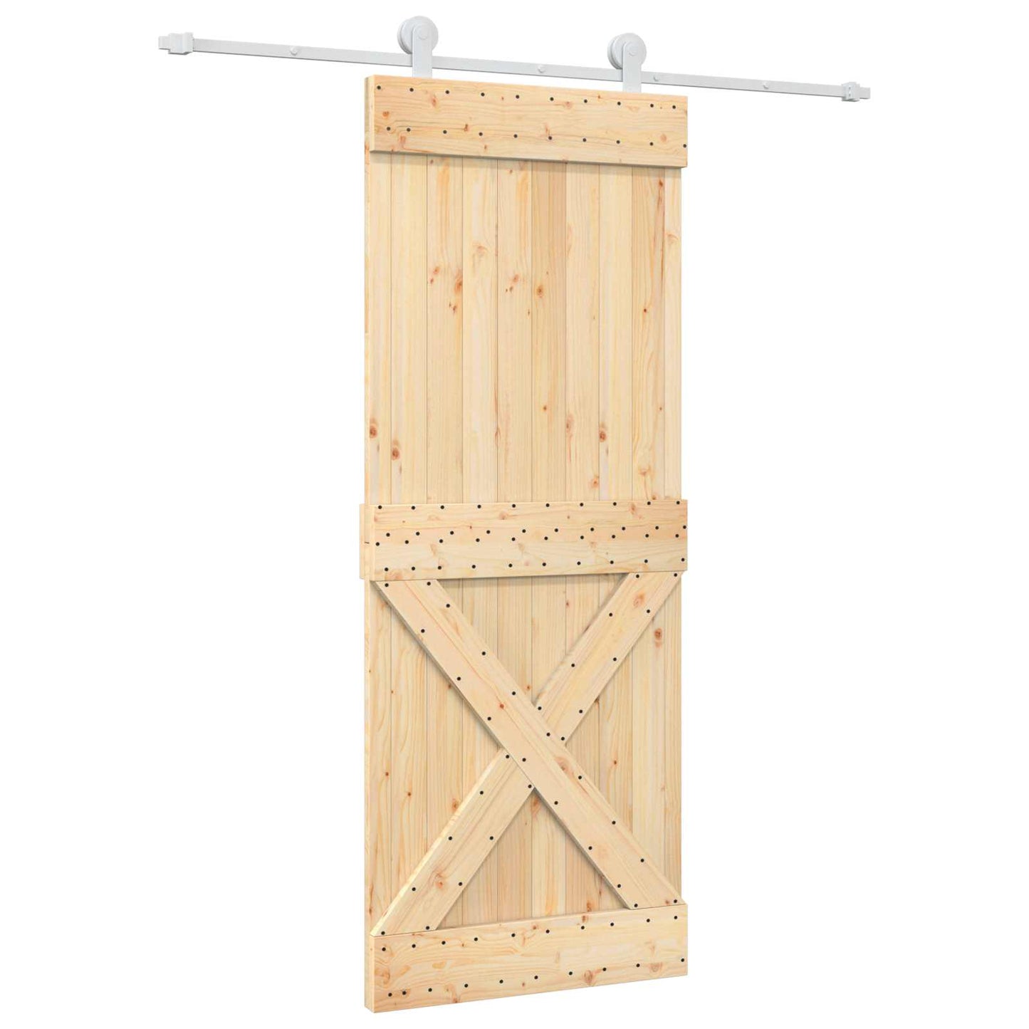 Skyvedør Naturlig og Hvit 80 x 210 cm Massiv Furu Tre